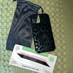 Black Leopard Loopy Case & Black Sparkle Loop BUNDLE